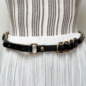 Y2K Black Leather Ring Belt Studded Tarnish Boho Indie Belt Whimsygoth